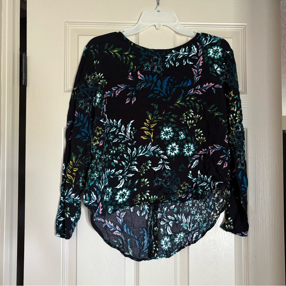 Floral Black Long Sleeve Women's Top